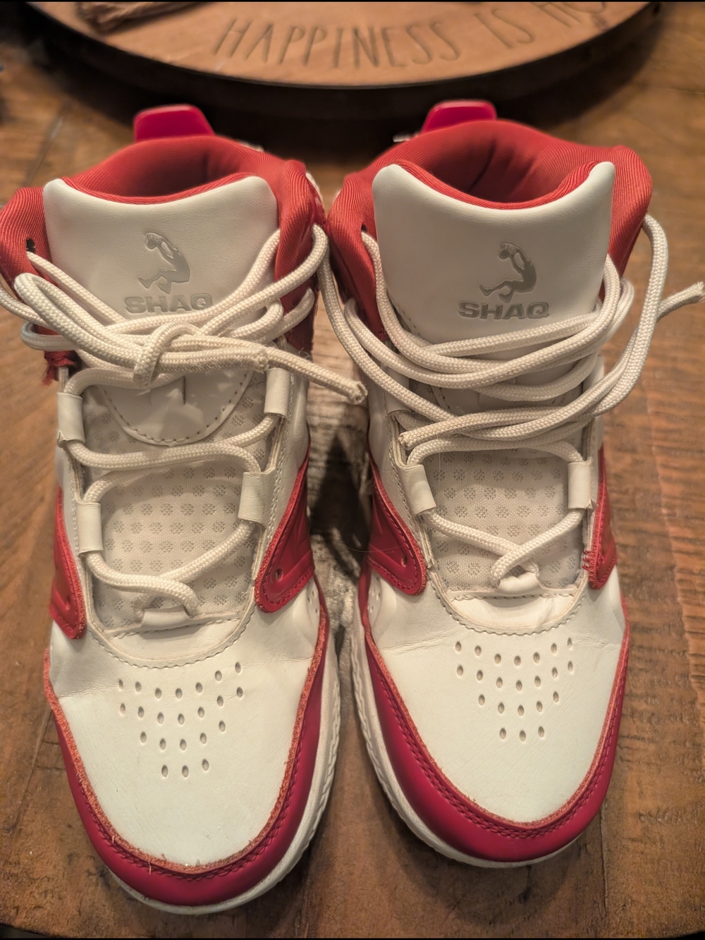 Kids' SHAQ Devastator High-Top Sneakers in White and Red
